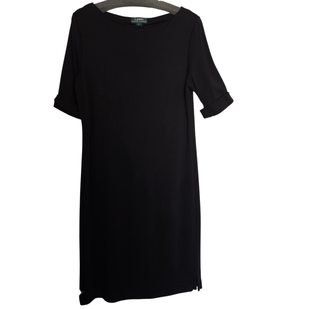 Lauren Ralph Lauren Classic Elegant Black Knit Short Sleeve Dress
